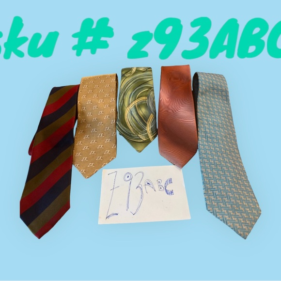 5 Pack of Mens gently used neckties Hugo Boss & 4 other ties Sku# Z93ABC - Picture 3 of 9
